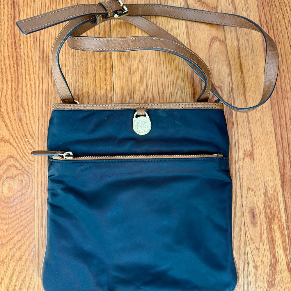 Michael Kors Kempton Black and Tan Crossbody Bag